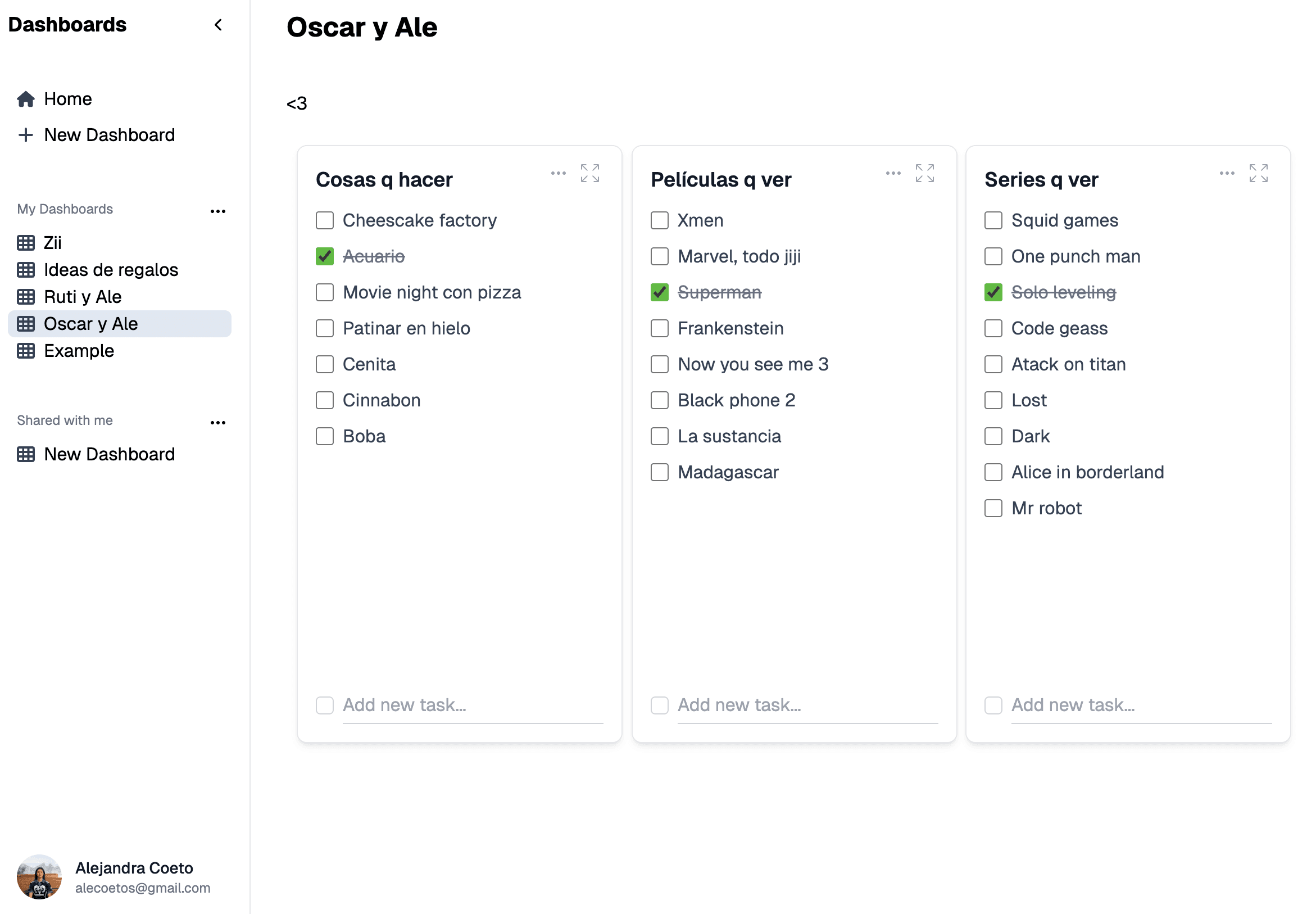Dashboard preview